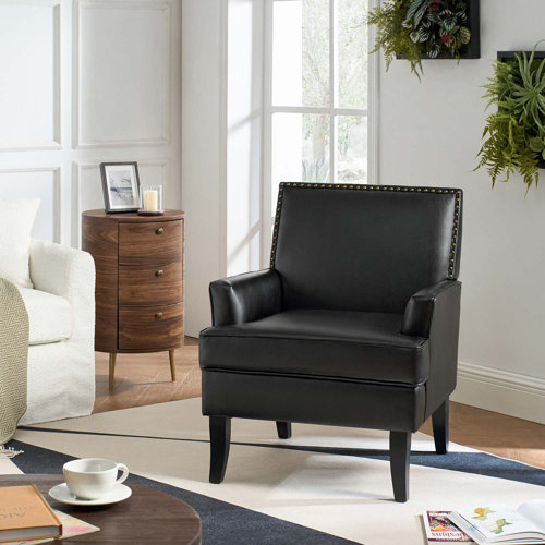 Black Celadon 27.5'' Wide Armchair With Nailhead Trim 